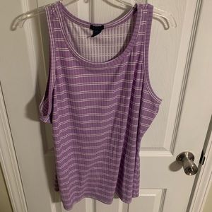 purple and white stripped tank
